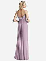 Front View Thumbnail - Suede Rose Shirred Sash Cowl-Back Chiffon Trumpet Gown