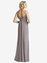 Front View Thumbnail - Cashmere Gray Shirred Sash Cowl-Back Chiffon Trumpet Gown