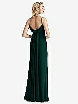 Front View Thumbnail - Evergreen Shirred Sash Cowl-Back Chiffon Trumpet Gown