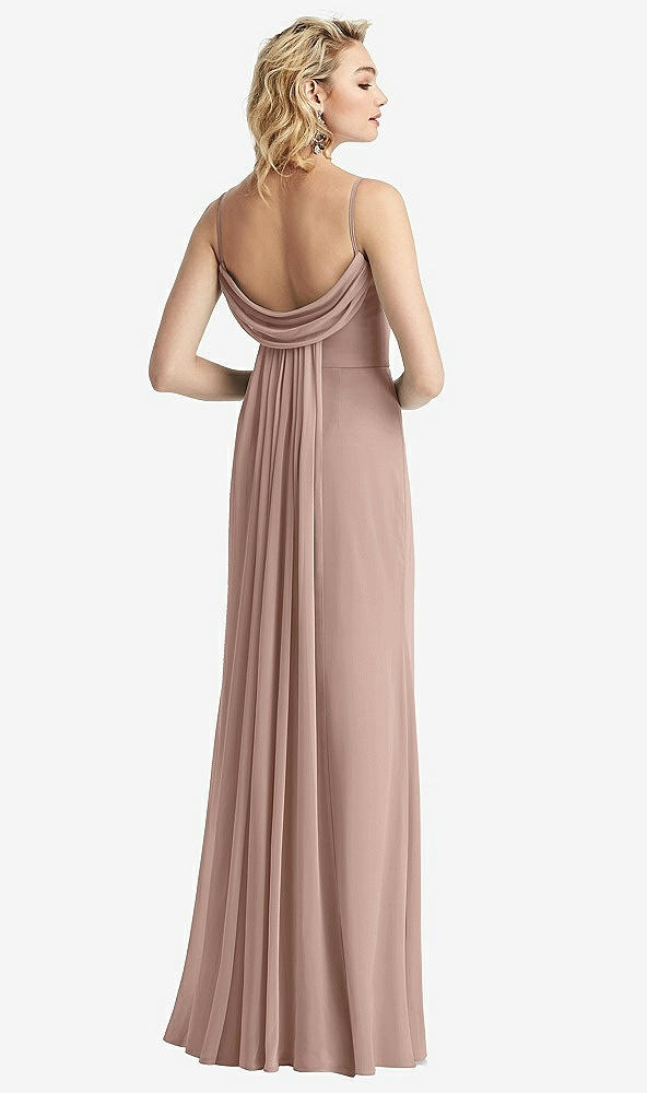 Front View - Neu Nude Shirred Sash Cowl-Back Chiffon Trumpet Gown
