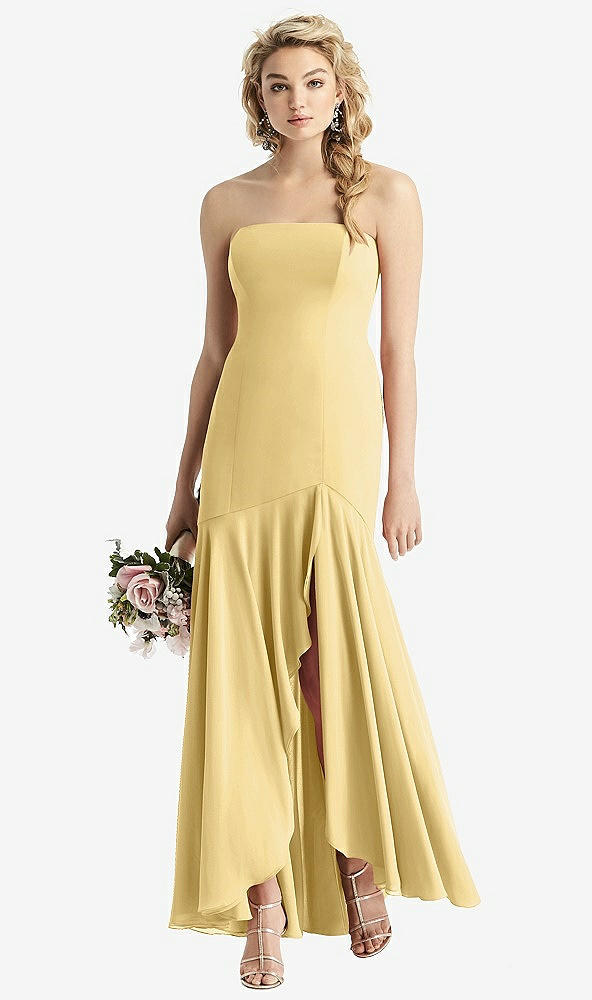 Front View - Buttercup Strapless Sheer Crepe High-Low Dress