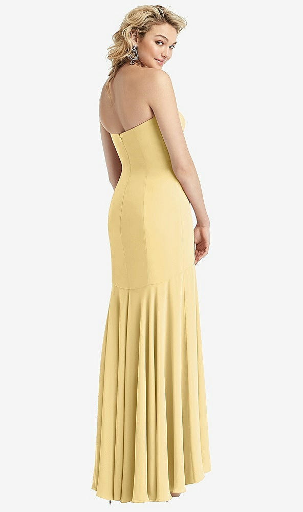 Back View - Buttercup Strapless Sheer Crepe High-Low Dress