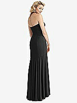 Rear View Thumbnail - Black Strapless Sheer Crepe High-Low Dress