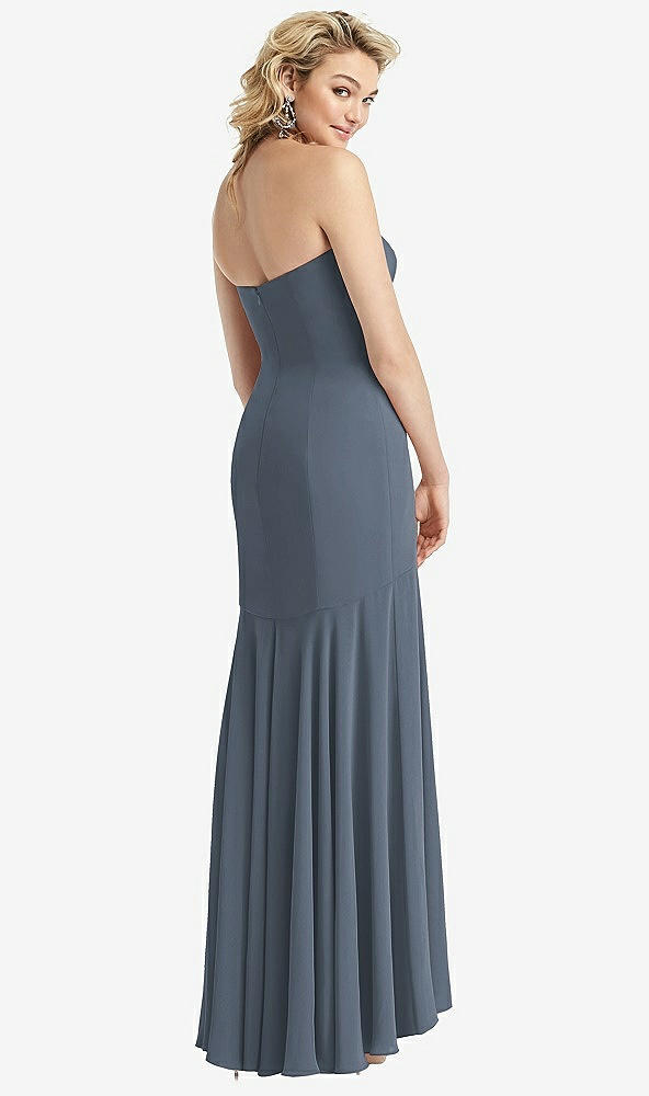 Back View - Silverstone Strapless Sheer Crepe High-Low Dress