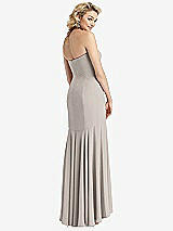 Rear View Thumbnail - Taupe Strapless Sheer Crepe High-Low Dress
