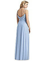 Rear View Thumbnail - Cloudy Silver Shimmer Side Slit Cowl-Back Gown