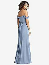 Rear View Thumbnail - Cloudy Off-the-Shoulder Criss Cross Bodice Trumpet Gown