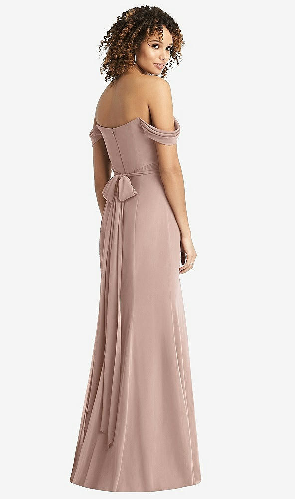 Back View - Neu Nude Off-the-Shoulder Criss Cross Bodice Trumpet Gown