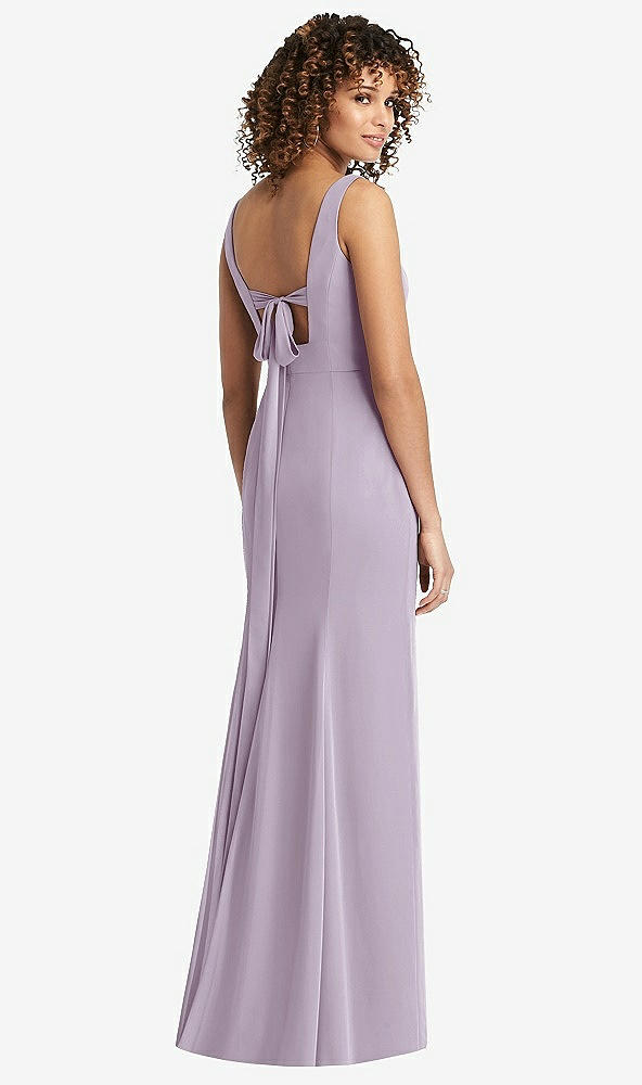Front View - Lilac Haze Sleeveless Tie Back Chiffon Trumpet Gown
