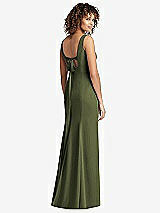 Front View Thumbnail - Olive Green Sleeveless Tie Back Chiffon Trumpet Gown