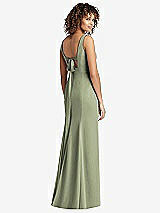 Front View Thumbnail - Sage Sleeveless Tie Back Chiffon Trumpet Gown