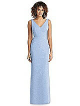 Front View Thumbnail - Cloudy Silver Shimmer V-Neck Trumpet Dress with Back Tie