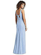 Rear View Thumbnail - Cloudy Silver Shimmer V-Neck Trumpet Dress with Back Tie