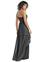 Rear View Thumbnail - Black Silver Shimmer Strapless Gown with Skirt Overlay