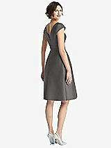 Rear View Thumbnail - Caviar Gray Cap Sleeve Pleated Cocktail Dress with Pockets