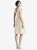 Rear View Thumbnail - Champagne Cap Sleeve Pleated Cocktail Dress with Pockets