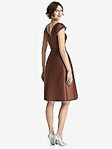 Rear View Thumbnail - Cognac Cap Sleeve Pleated Cocktail Dress with Pockets