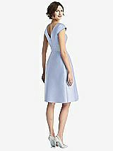 Rear View Thumbnail - Sky Blue Cap Sleeve Pleated Cocktail Dress with Pockets