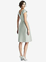 Rear View Thumbnail - Willow Green Cap Sleeve Pleated Cocktail Dress with Pockets