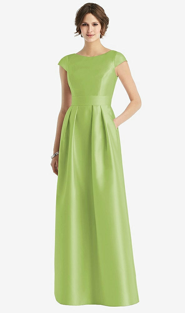 Front View - Mojito Cap Sleeve Pleated Skirt Dress with Pockets