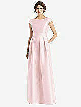 Front View Thumbnail - Ballet Pink Cap Sleeve Pleated Skirt Dress with Pockets