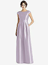 Front View Thumbnail - Lilac Haze Cap Sleeve Pleated Skirt Dress with Pockets