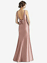 Rear View Thumbnail - Neu Nude Sleeveless Satin Trumpet Gown with Bow at Open-Back