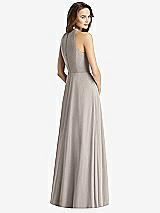 Rear View Thumbnail - Taupe Sleeveless Halter Chiffon Maxi Dress