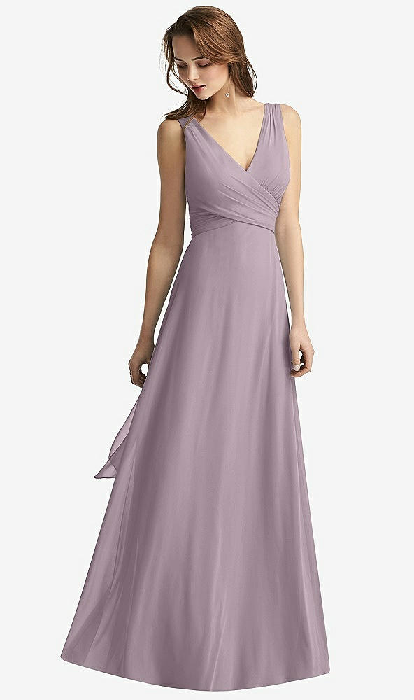 Front View - Lilac Dusk Sleeveless V-Neck Chiffon Wrap Dress