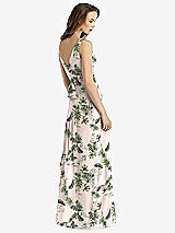 Rear View Thumbnail - Palm Beach Print Sleeveless V-Neck Chiffon Wrap Dress