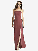 Rear View Thumbnail - English Rose Tie-Back Cutout Trumpet Gown with Front Slit