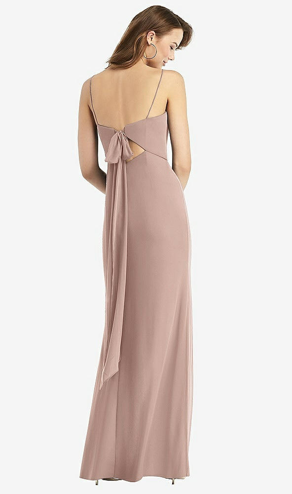 Front View - Neu Nude Tie-Back Cutout Trumpet Gown with Front Slit