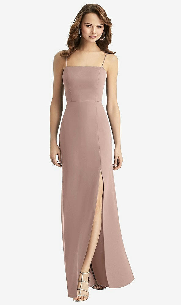 Back View - Neu Nude Tie-Back Cutout Trumpet Gown with Front Slit