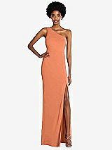 Front View Thumbnail - Sweet Melon One-Shoulder Chiffon Trumpet Gown