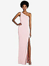 Front View Thumbnail - Ballet Pink One-Shoulder Chiffon Trumpet Gown