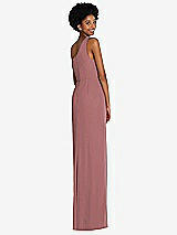 Rear View Thumbnail - Rosewood One-Shoulder Chiffon Trumpet Gown