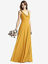Front View Thumbnail - NYC Yellow Cowl Neck Criss Cross Back Maxi Dress