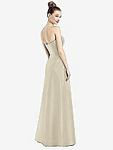 Rear View Thumbnail - Champagne Strapless Notch Satin Gown with Pockets