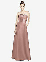 Front View Thumbnail - Neu Nude Strapless Notch Satin Gown with Pockets