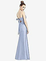 Front View Thumbnail - Sky Blue Open-Back Bow Tie Satin Trumpet Gown