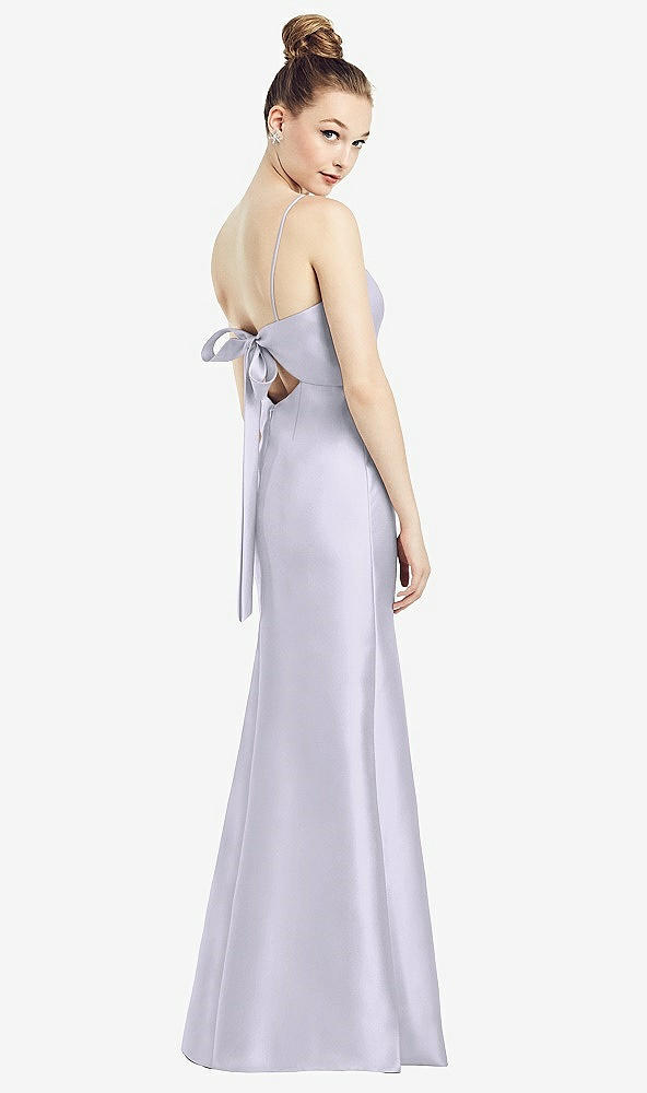 Front View - Silver Dove Open-Back Bow Tie Satin Trumpet Gown