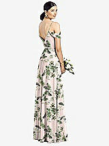 Rear View Thumbnail - Palm Beach Print Cold-Shoulder V-Back Chiffon Maxi Dress