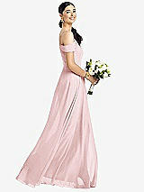 Alt View 1 Thumbnail - Ballet Pink Cold-Shoulder V-Back Chiffon Maxi Dress