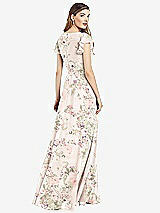Rear View Thumbnail - Blush Garden Flutter Sleeve Faux Wrap Chiffon Dress