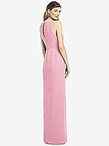 Rear View Thumbnail - Peony Pink Sleeveless Chiffon Dress with Draped Front Slit