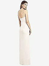 Rear View Thumbnail - Ivory Spaghetti Strap Draped Skirt Gown with Front Slit