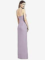 Rear View Thumbnail - Lilac Haze Spaghetti Strap Draped Skirt Gown with Front Slit