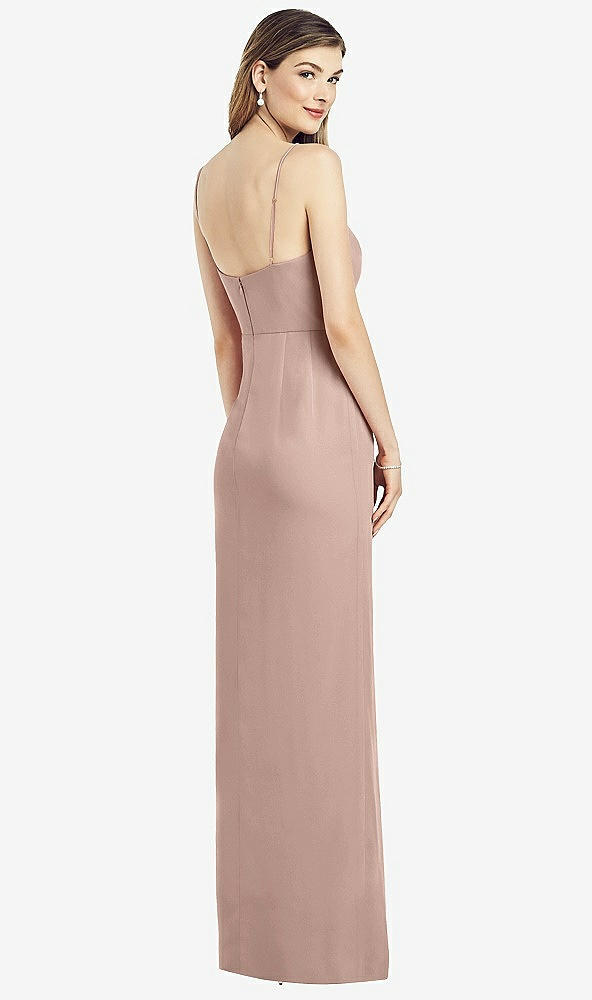 Back View - Neu Nude Spaghetti Strap Draped Skirt Gown with Front Slit