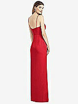 Rear View Thumbnail - Parisian Red Spaghetti Strap Draped Skirt Gown with Front Slit
