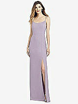 Alt View 1 Thumbnail - Lilac Haze Spaghetti Strap V-Back Crepe Gown with Front Slit